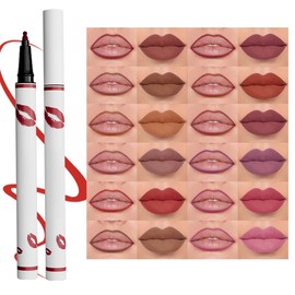 LIPLINER Matte Liquid Lipstick Pencil-Waterproof,Long Lasting,Velvet Finish,12HR Wear,Smudge Proof,for Lips Outline & Full Lip Color,14 Shades,2025 New 2-in-1 Lip Liner Liquid Pen(13#,0.02 fl oz)