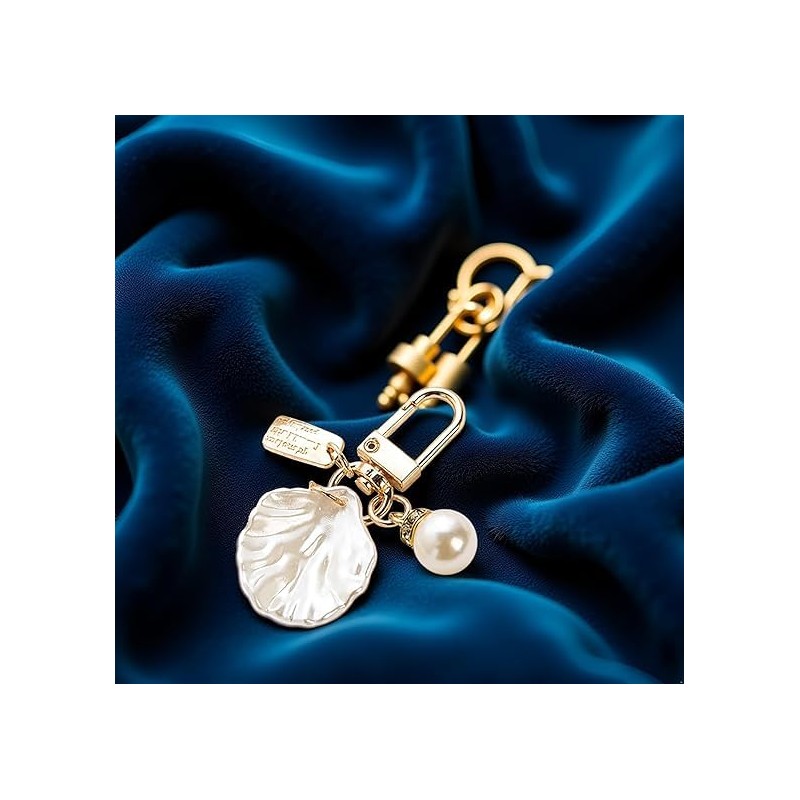 Txuolin Gold Pendant Handbag Rhinestones Keychain Keyring Shell Purse Charm