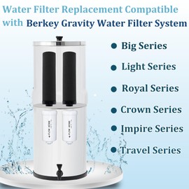 Water Filter Replacement for Berkey, Gravity Water filtration System Refill for BB9-2 Black Filters & PF-2 Fluoride Filters Compatible with Berkey Light/Crown/Imperial/Big/Travel/Royal Series
