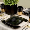 Black Gold Rim Square Organic Plastic Tray - 14" (Pack