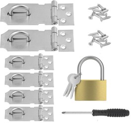 Door Padlock Hasp, 3 Inch 50pcs Stainless Steel Hasp Shed Lock Latch Heavy Duty Gate Security with Black Phillips Screwdriver and Screws for Window Cabinet Pet Cage Crate,Silver