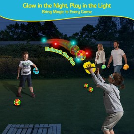 LED Toss and Catch Ball Game Set - 1 LED and 1 Regular Suction Cup Ball with 2 Easy-Grip Gloves - Summer Pool Beach Sports Toys for Kids - Fun Outdoor Games for Backyard or Park - Easter Gift for Kids