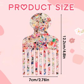 Afro Hair Pick Comb for Women Men 4.8'' Detangling Lifting Combs Wide Tooth Comb for Curls Acetate Combs Hair Styling Tool(Colorful)