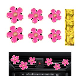 Sylvil 6PCS Daisy Flower Car Air Vent Clips, Cute Flower Shape Auto Air Freshener Outlet Clip, Vehicle Air Conditioning Clip Charm for Women Girls, Interior Decor Car Accessories (Pink)