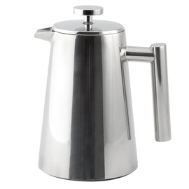 Cafetiére with plunger polished pot double-walled thermoisolation stainless steel filter 0,8 ltr