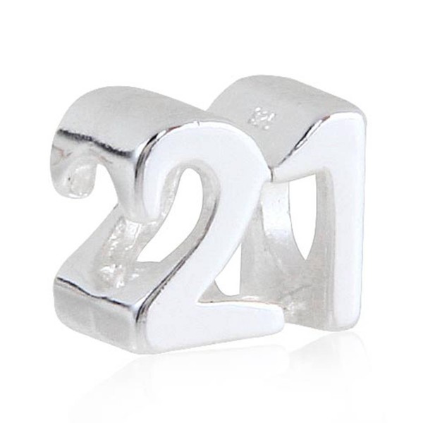 Milestones Number 21 Charm Sterling Silver 21st Birthday Bead for