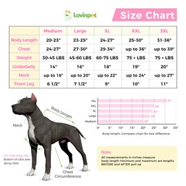 LovinPet Dog Recovery Suit for Large Medium Dogs - Full Coverage Dog's Bodysuit Wound Protective Surgical for Abdominal Wounds After Surgery Anti-Licking Cut-Out Design of Abdomen,Buttons,3XL