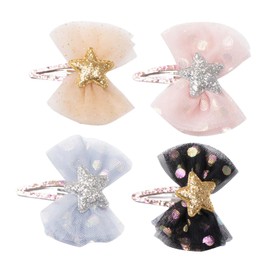 Hohopeti Baby Hair Accessories for Girls 4pcs Bow Hair Clips Set Stars Hairpins for Kids