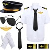 Airline Pilot Captain Costume Include Shirt Pilot Hat Tie Sunglasses