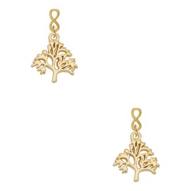 Delight Jewelry Goldtone Medium Tree of Life Goldtone Infinity Post Earrings
