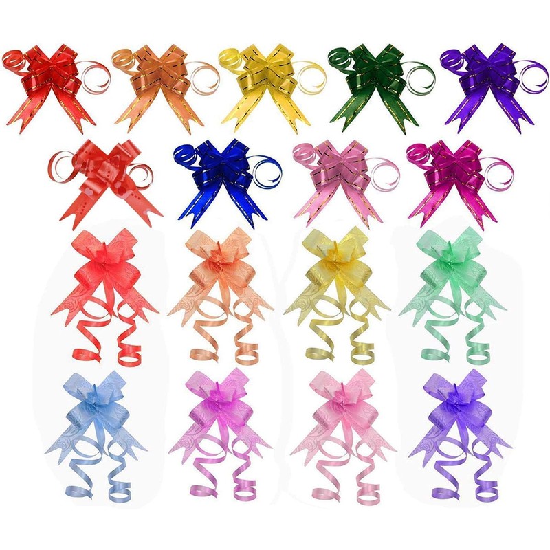 Decorative Pull Bow Gift Ribbons, Pink Blue Red, Rose Pattern,