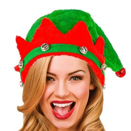 Bouory Christmas Hat Green Elf Hat Red Santa Hat Bells Xmas Hair Accessories for Adults