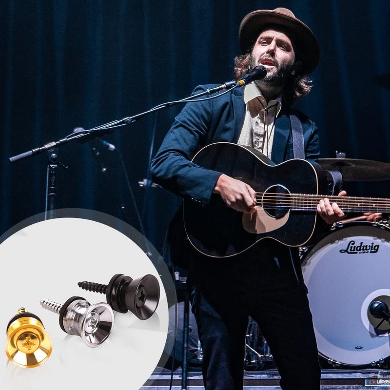 Guitar Strap Locks Buttons Metal End Pins with Mounting Screws
