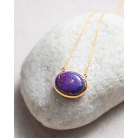 YoTreasure 15x20 MM Purple Copper Turquoise 14Kt Gold Over 925 Silver Chain Pendant Jewelry