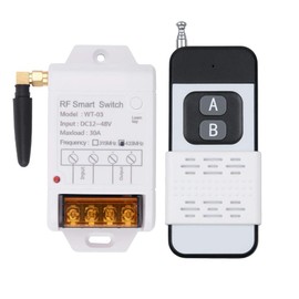 fushionsea DC12V - 48V Wireless Remote Switch 30A 433Mhz Long Range Remote Relay, Universal 1 Channel Remote Transmitter with Receiver for Water Pump, Lights, Security Systems Garage Door etc.
