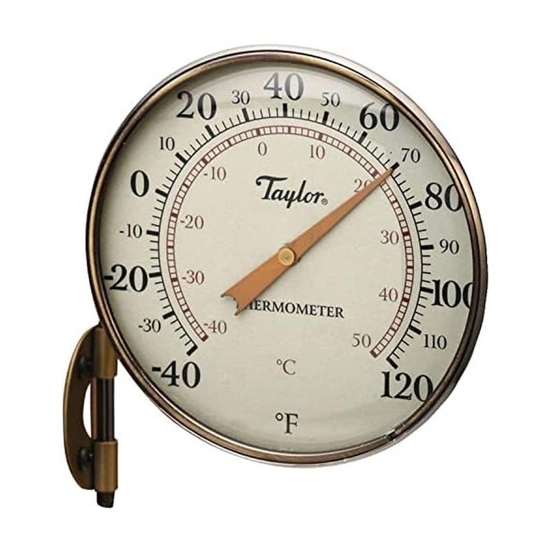 Taylor Heritage Metal Dial Thermometer, Easy to Read Numbers for