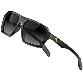 ATTCL Men's Polarized Sunglasses men Casual Sport glasses with UV Protection Hexagonal TR90 frame 2137 C1 Black+grey