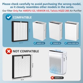 G3 Replacement Filter, Compatible with AMEIFU G3 (Sferf-30) Air Purifier, VEWIOR A3 Air Purifier and Tailulu HQZZ-260, 3-in-1 HEPA Air Cleaner Filter, 2 Pack