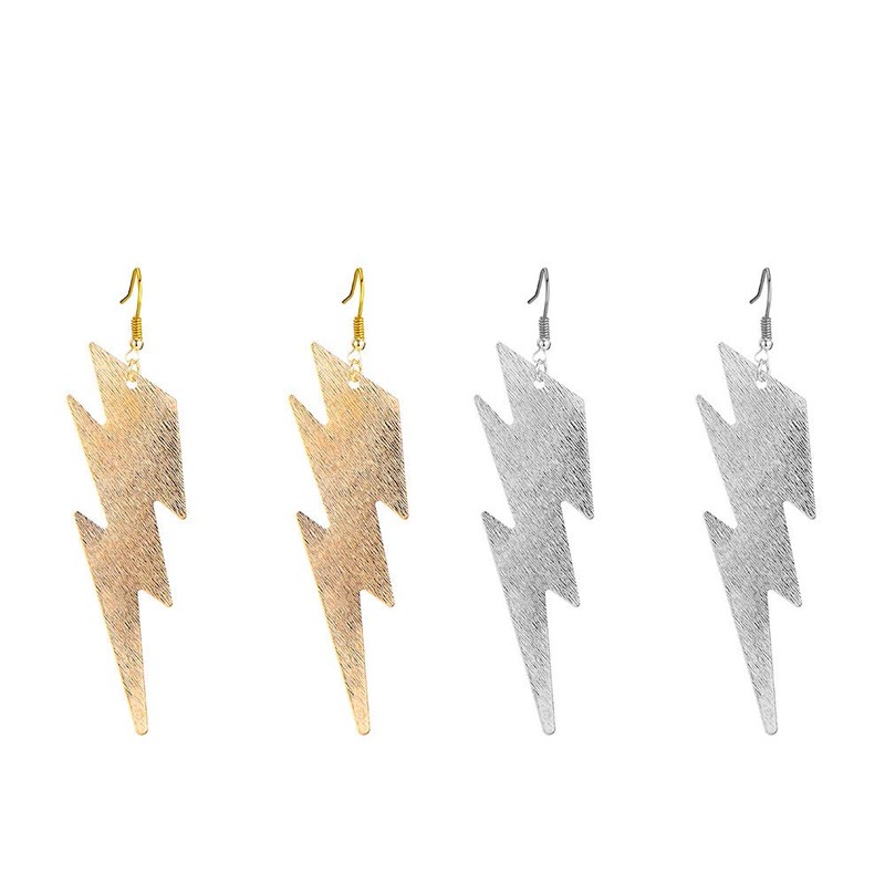 Punk Exaggerated Lightweight Lightning Thunder Weather Bolt Dangle Hanging Earrings