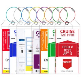 CPCOIN Luggage Tags for Suitcases 8 Pack Cruise Luggage Tags for Carnival, P&O, Costa, NCL & Princess Waterproof Reusable Cruise Ships Essentials Sturdy Clear Cruise Must Haves