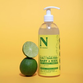 Dr. Natural Shampoo + Bodywash + Baño Burbujas Bebé y Niño. 473 ml. Cítricos. 100% Natural, Hipoalergénico, Sin Lágrimas y Ultrahidratante. Hecho de Plantas y Aceites Naturales.