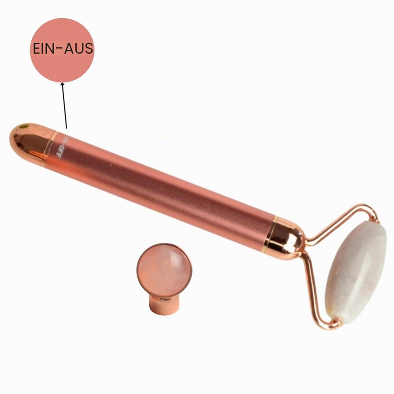 Masseur Face Roller Stone Quartz Electric Pink - Roller in
