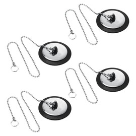 FINELYCR Set of 4 rubber sink plugs, kitchen sink, bath plug rubber sink with 42 cm chain, suitable for sink diameter 42-45 mm