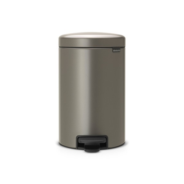 Brabantia New Icon Step Trash Can (3.2 Gal/Platinum) Soft Closing Kitchen Garbage/Recycling Can with Removable Bucket