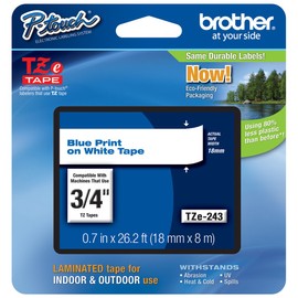 Genuine Brother 3/4" (18mm) Blue on White TZe P-touch Tape for Brother PT-2100, PT2100 Label Maker