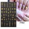 8Sheets Gold Plastic Nail Art Stickers Decals, Star Moon Sun