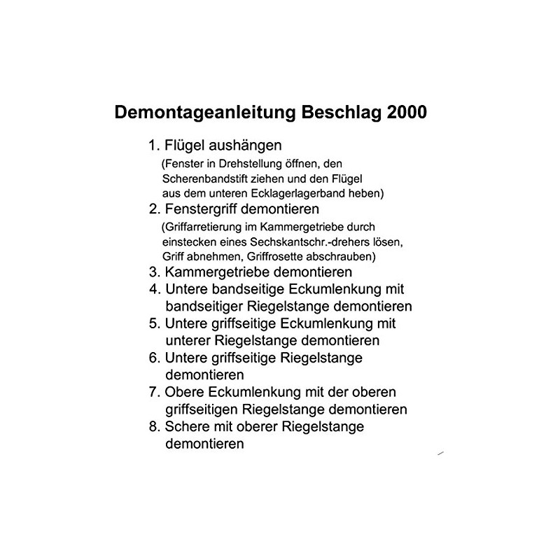 Schüco window handle bar fitting and Schüco fitting 2000 /