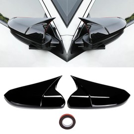 Moonlinks Compatible with 2016-2021 Honda Civic Side Ox Horn Mirror Cover Replacement,Glossy Black Mirror Cap for 10th Gen Civic,2019-2022 Insight,LH & RH Side Door Rearview Mirror Cover Trim(1 Pair）