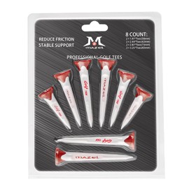 MAZEL High Performance Plastic Golf Tees 8 Pack｜Excellent Durability and Stability Plastic Tees with 5 Prongs,Reduces Friction & Side Spin (Red)
