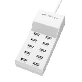 SHUNSRSW 10 Port USB Charging Station Multi Port Charging Station for Smartphones, Tablets and Other USB Devices (White)