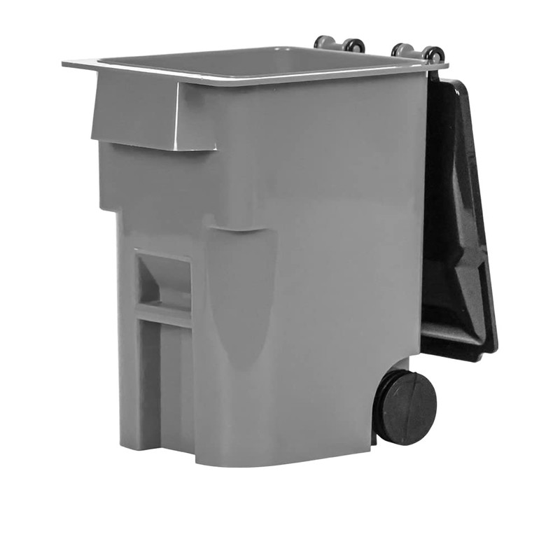 Black Dumpster & 3 Gray Trash Cans with Lid &