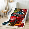Racing Car Fleece Throw Blanket Twin 60"x80" Kids Race Soprts Car Plush Blanket for Bed Sofa Couch Boys Girls Extreme Sports Sherpa Blanket Soft Red Honeycomb Buffalo Check Fuzzy Blanket Room Decor