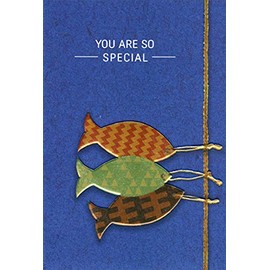 Pictura Orange, Green and Brown Foil Fish on Line Father's Day Card for Someone Special
