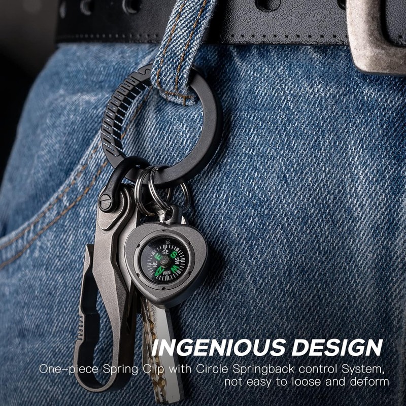 TISUR Men's Titanium Carabiner for Keycase Keychain with Key Ring