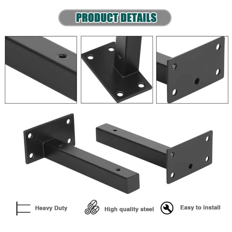 HSEAMALL 4PCS Shelf Brackets Heavy Duty Floating Shelf Brackets 6
