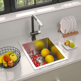 TORVA 15" Topmount Stainless Steel Kitchen Sink, 16 Gauge Single Basin Bar/Prep Sink, 9" Deep Brushed Finish