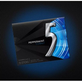 5 Gum Five 5 Gum Peppermint Cobalt Sugar free Gum, 15 Piece (10 Pack)