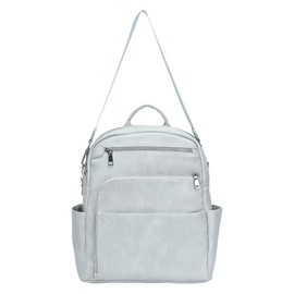 MMS Brands Antik Kraft Willa Vegan Leather Backpack (Grey) | Convertible Backpack Purse for Women | Vegan Leather Shoulder Bag | 13" L x 4" W x 14" H