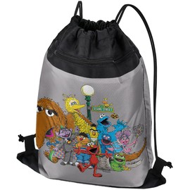 LOGOVISION Sesame Street Group Street Light Drawstring Backpack Sports Bag Sackpack 17" x 13", Perfect for Gym, Yoga or Practice
