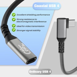 Conable Coaxial USB 4 Extension Cable 0.6FT, USB C Male to Female Cable, Real 40Gbps, 8K/5K@60Hz, 240W, Compatible for MacBook, SSD, iPhone 16/15, Thunderbolt 4, MacBook, XPS, Surface Pro -Coaxial Version