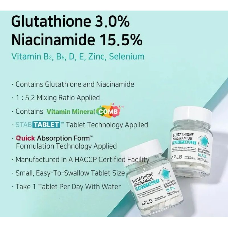 Suplemento Tabletas Aplb Glutathione Niacinamide 15g