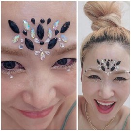 [XBI0HML9]쥬얼리 눈 얼굴 블랙 헤나 페이셜 메이크업 Jewelry Eye Face Black Henna Facial Makeup [ONECOLOR／FREE]