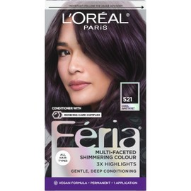 L’Oreal Paris Feria Multi-Faceted Shimmering Permanent Hair Color, 521 Cool Amethyst, Pack of 1 Hair Dye Kit