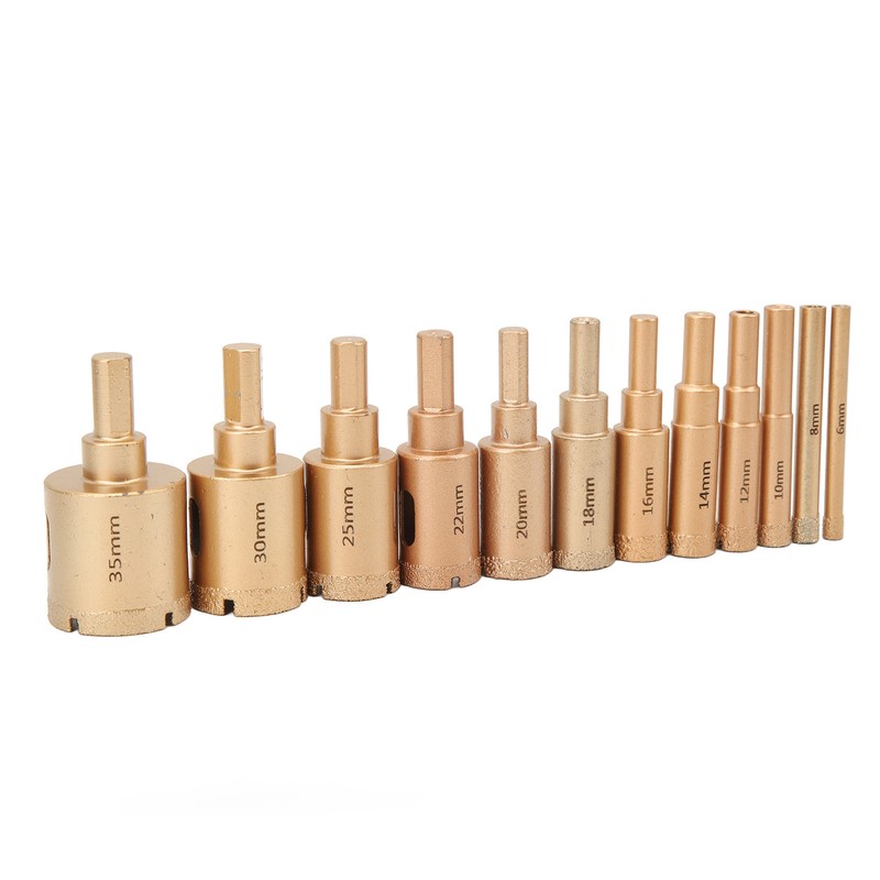 12Pcs Brazed Hole Drill Bit Hole Saw Dry Wet Cut