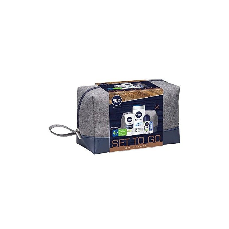 NIVEA MEN Set to Go Sensitive Wash Kit Gift Set