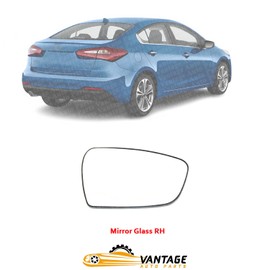 Vantage Auto Parts - Mirror Glass Heated Convex Glass Passenger Side Compatible with Kia Forte 2014-2018 | DIRECT REPLACEMENT | Glass | 87621A7040 | KI1325107